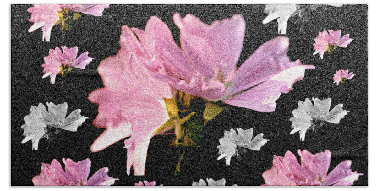 Pink Flowers Hand Towel featuring the photograph Mallow Bouquet Digital Collage by Mike McBrayer