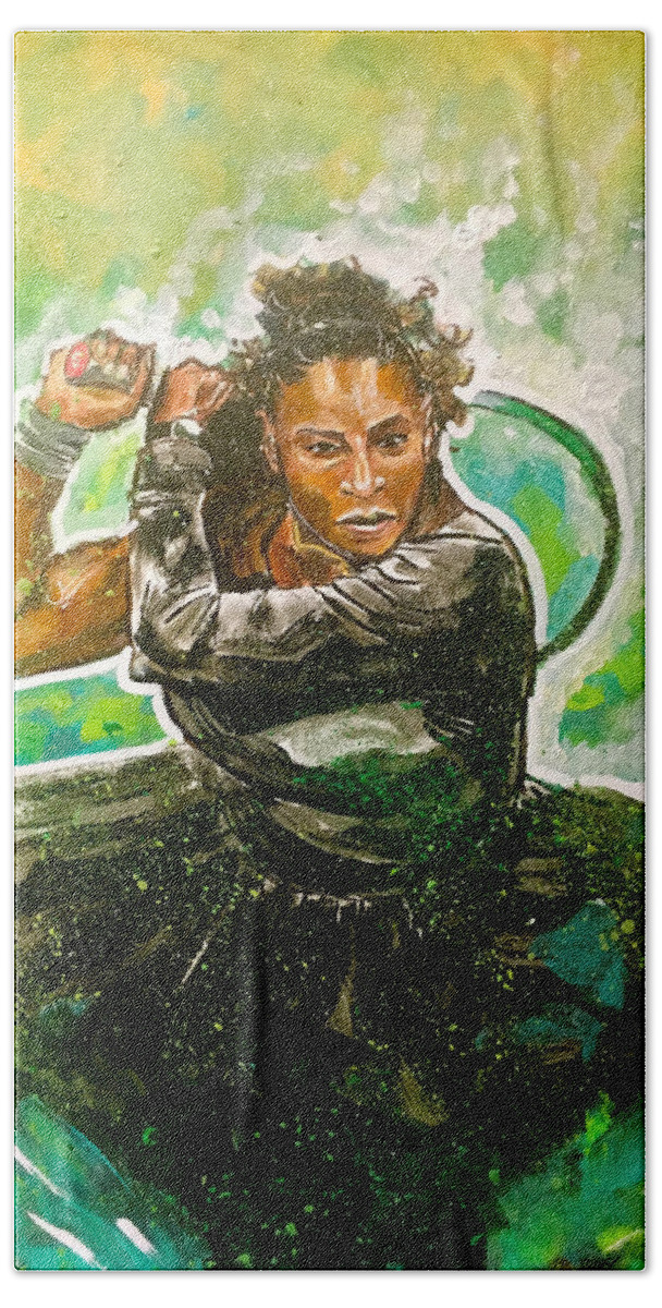 Serena Williams Bath Towel featuring the painting Mama Said Knock You Out by Joel Tesch