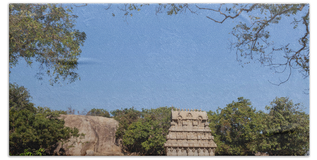 Architecture Hand Towel featuring the photograph Mamallapuram, Ganesha Ratha by Maria Heyens