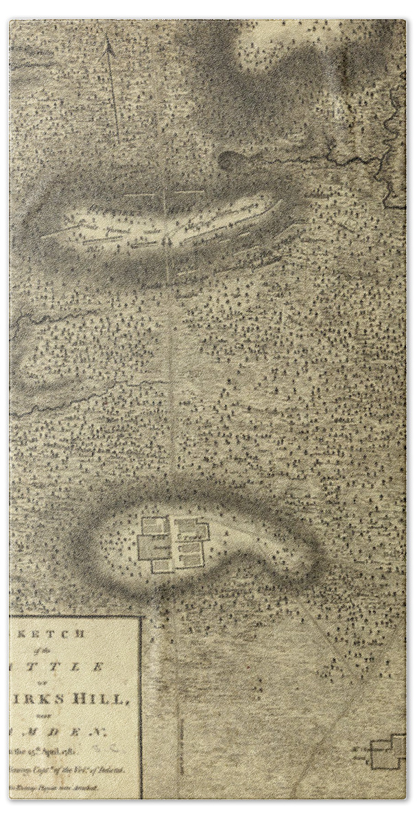 Antique Hand Towel featuring the photograph Map of battle of Camden, 1781 by Steve Estvanik
