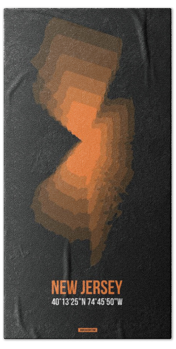 North Carolina Map Hand Towel featuring the digital art Map of New Jersey, Orange by Naxart Studio