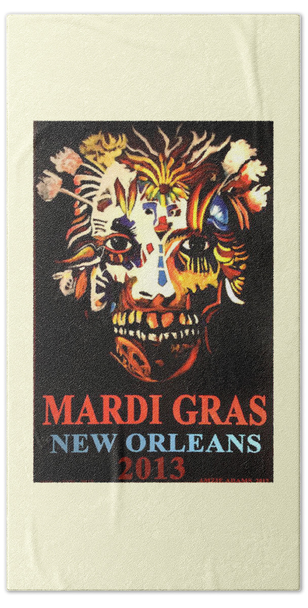 Mardi Gras Spirit Hand Towel featuring the painting Mardi Gras Spirit 2013 by Amzie Adams