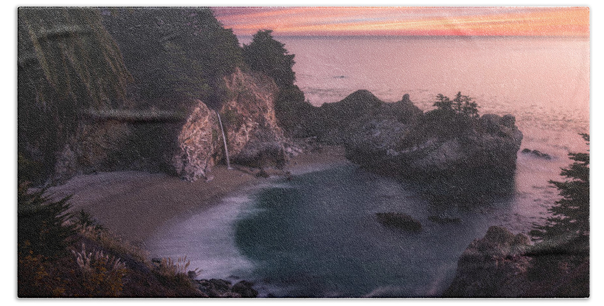 Usa Hand Towel featuring the photograph McWay Falls, Big Sur, California, USA by Photography by KO