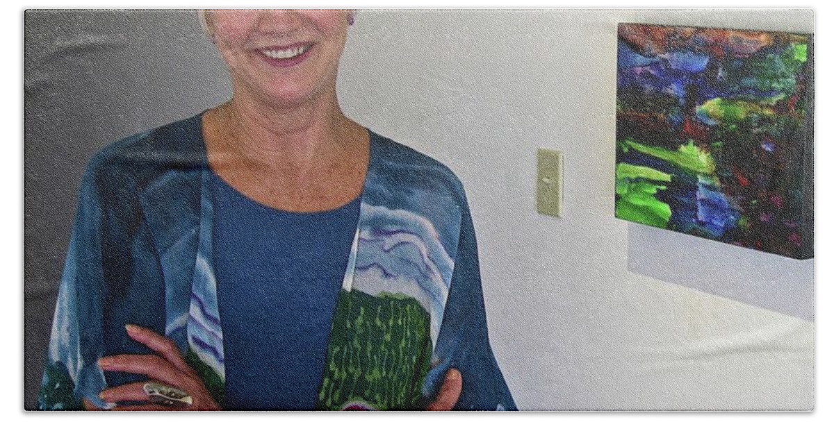  Hand Towel featuring the painting Me, Harrington Brown Gallery by Janice Nabors Raiteri