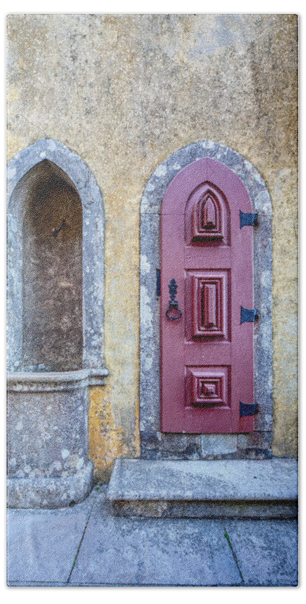 David Letts Hand Towel featuring the photograph Medieval Red Door by David Letts