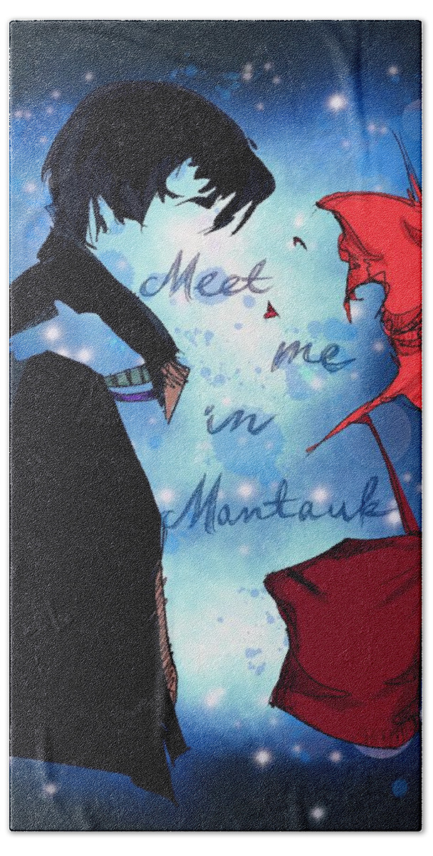 Eternal Hand Towel featuring the drawing Meet Me In Montauk by Ludwig Van Bacon