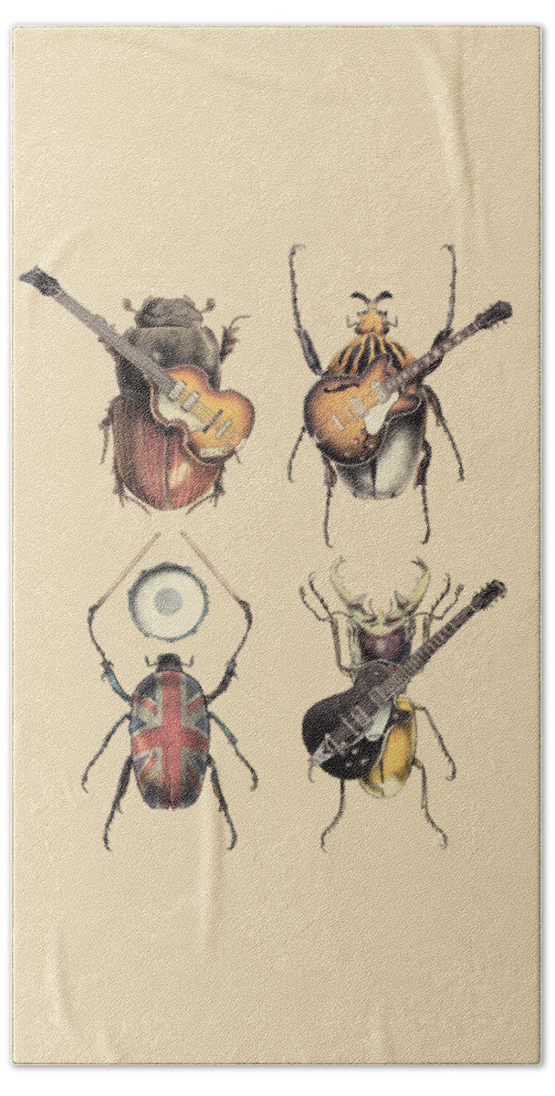 Beetles Bath Sheet featuring the digital art Meet the Beetles by Eric Fan