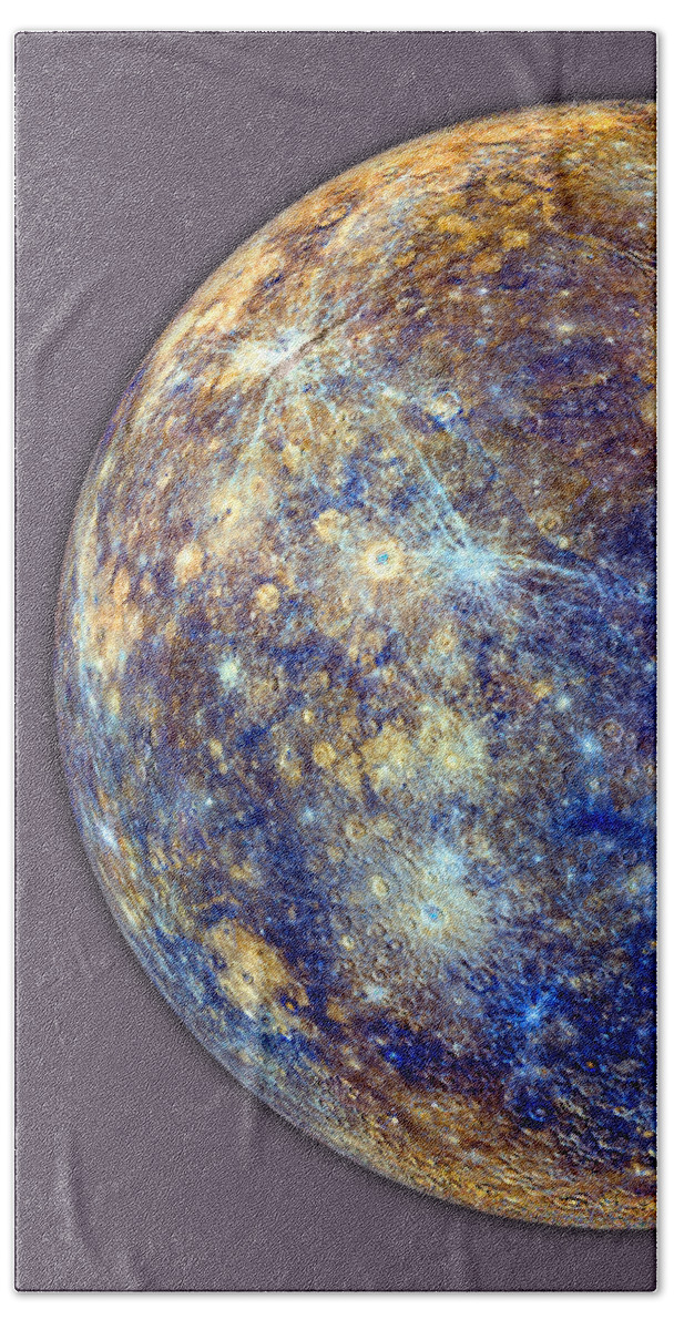Mercury Bath Towel featuring the photograph Mercury in false color - Enhanced by Weston Westmoreland
