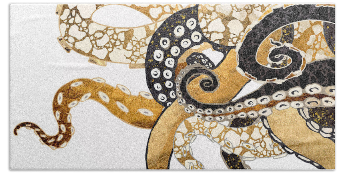Octopus Hand Towel featuring the digital art Metallic Octopus by Spacefrog Designs