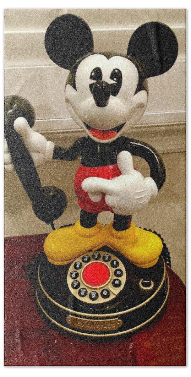 Mickey Mouse Phone Bath Towel by Denise Mazzocco | Pixels