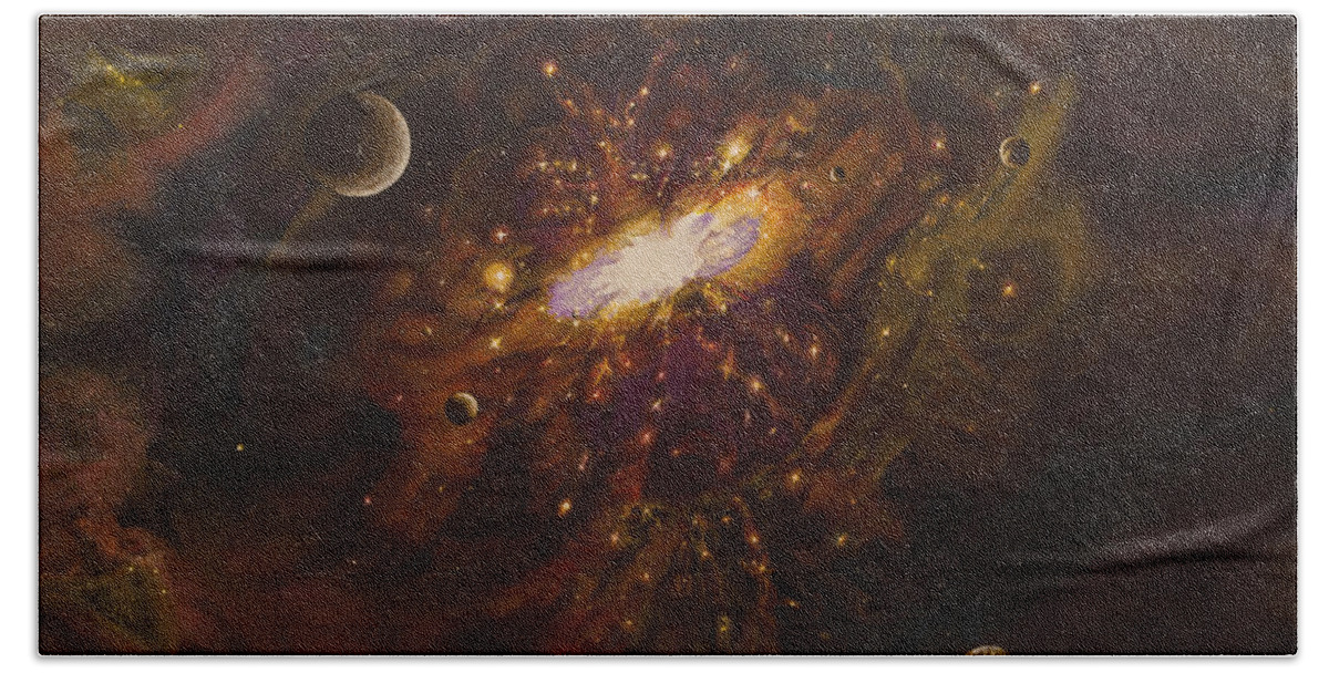Painting Hand Towel featuring the painting Milky Way by Zina Stromberg