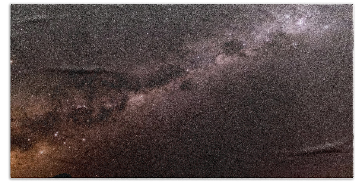 Milkyway Bath Towel featuring the photograph Milkyway over Spitzkoppe, Namibia by Lyl Dil Creations