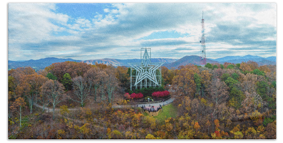 Panoramic Hand Towel featuring the photograph Mill Mountain Closeup by Star City SkyCams