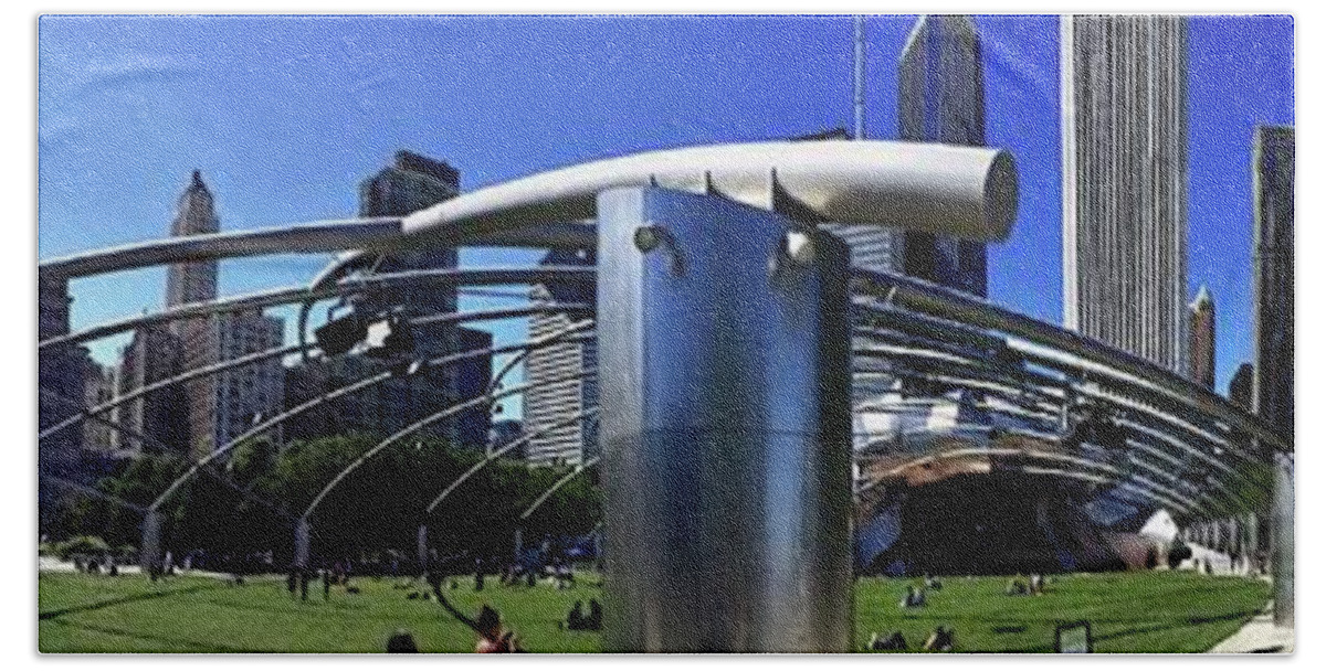 Photograph Bath Towel featuring the photograph Millenium Park-Chicago by Gary F Richards