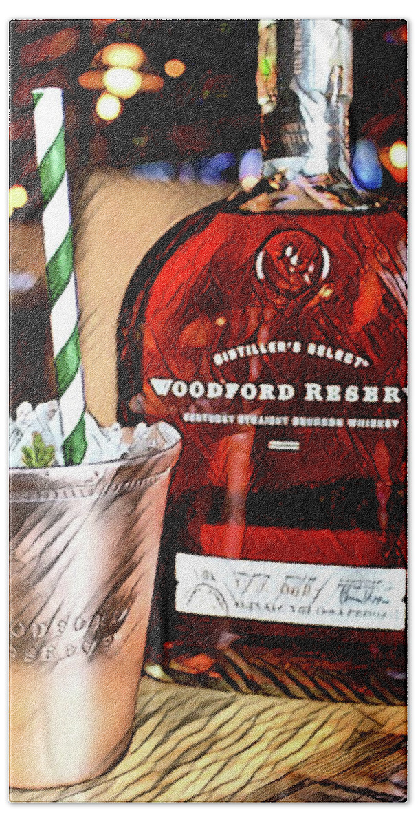 Cocktail Hand Towel featuring the digital art Mint Julep Woodford Reserve by CAC Graphics