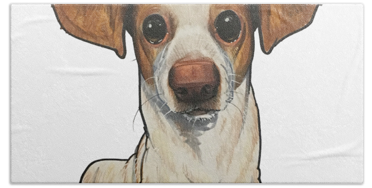 Mireles Bath Towel featuring the drawing Mireles The Doggie Dog Dog by John LaFree