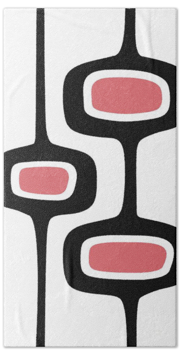 Mid Century Bath Towel featuring the digital art Mod Pod Three in Pink by Donna Mibus