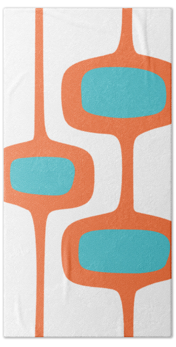  Bath Towel featuring the digital art Mod Pod Two in Turquoise and Orange by Donna Mibus