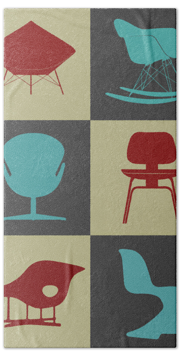 Mid-century Bath Towel featuring the digital art Modern Chair Collection I by Naxart Studio