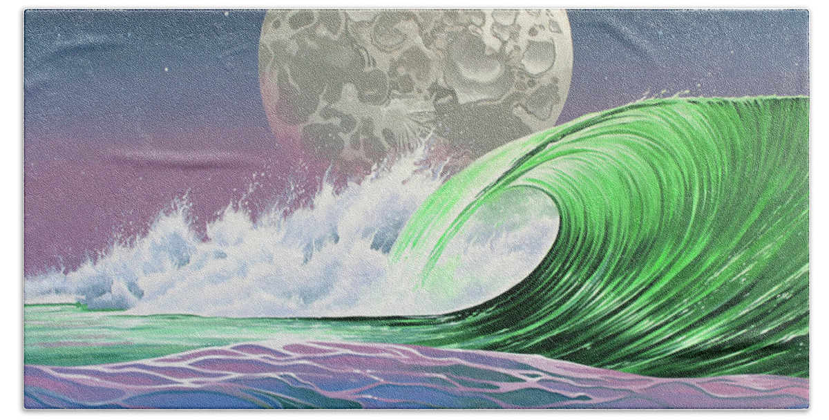 Surf Hand Towel featuring the painting Moon Breaker by William Love
