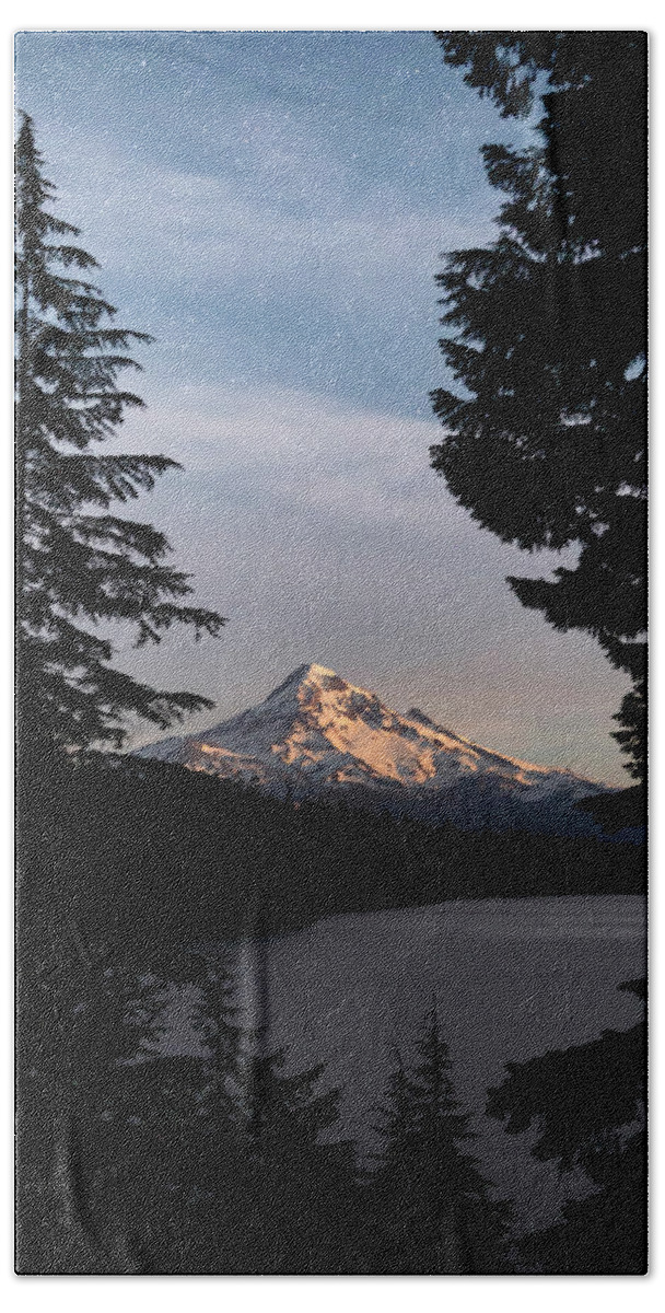 Lake Hand Towel featuring the photograph Moonlit Mt. Hood by Cat Connor