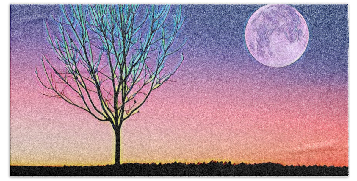 Nature Bath Towel featuring the painting Moonrise by Denise Railey