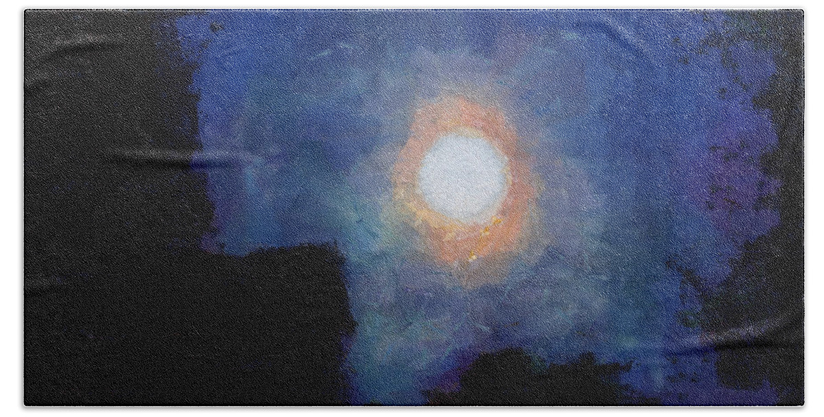 Moon Bath Towel featuring the mixed media Moonscape by Christopher Reed