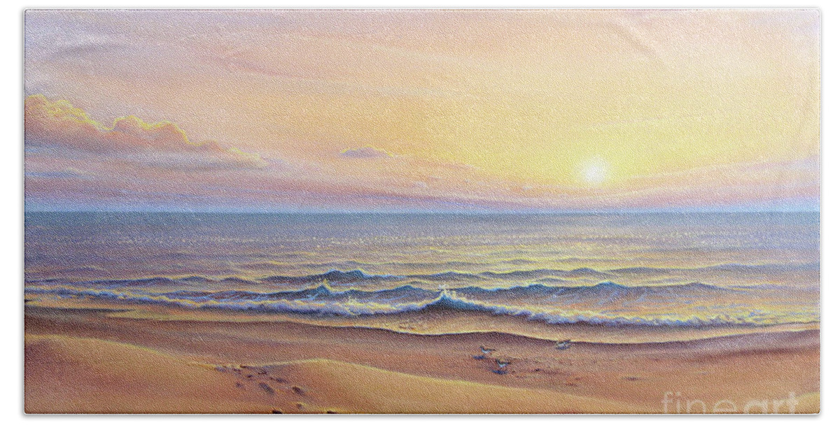 Seascape Bath Towel featuring the painting Morning Sea Breeze by Joe Mandrick