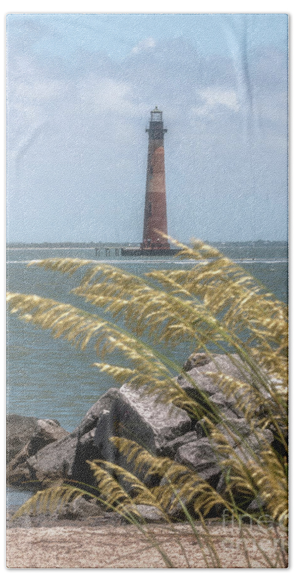 Morris Island Lighthouse Bath Towel featuring the photograph Morris Island Lighthouse - Charleston South Carolina by Dale Powell