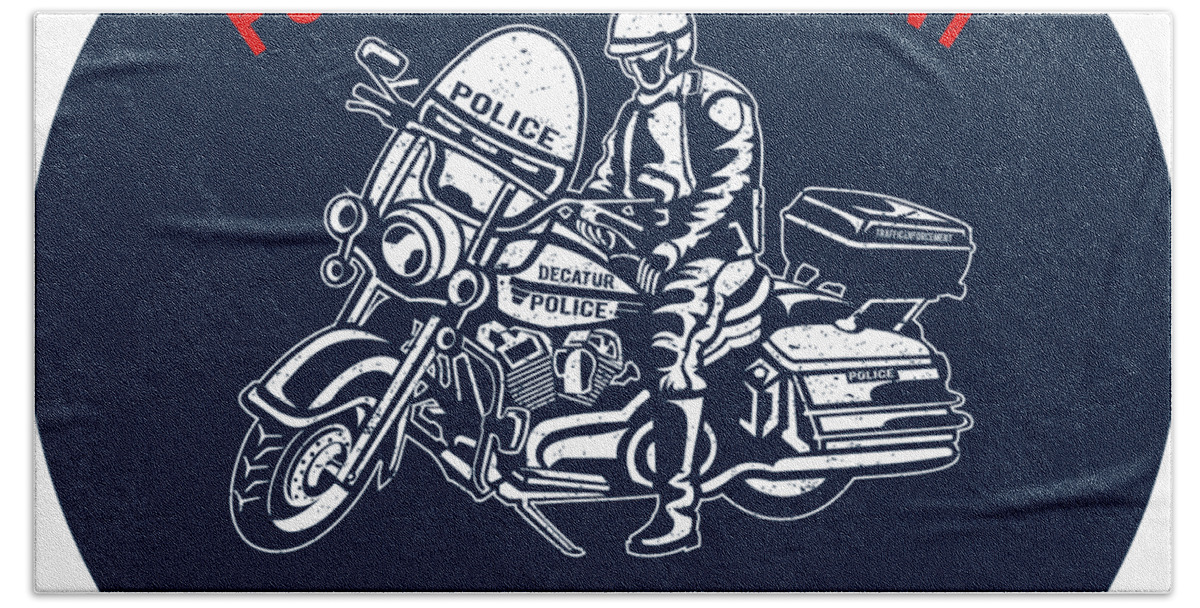 Police Hand Towel featuring the digital art Motorcycle police by Long Shot