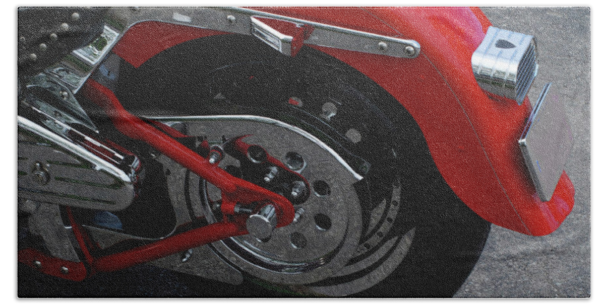 Rear Wheel Bath Towel featuring the photograph Motorcycle Wheel by Ee Photography