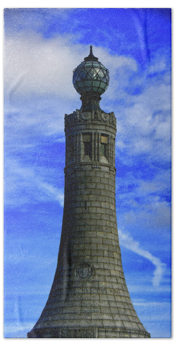 Mount Greylock Tower With Clouds Bath Towel featuring the photograph Mount Greylock Tower with Clouds by Raymond Salani III