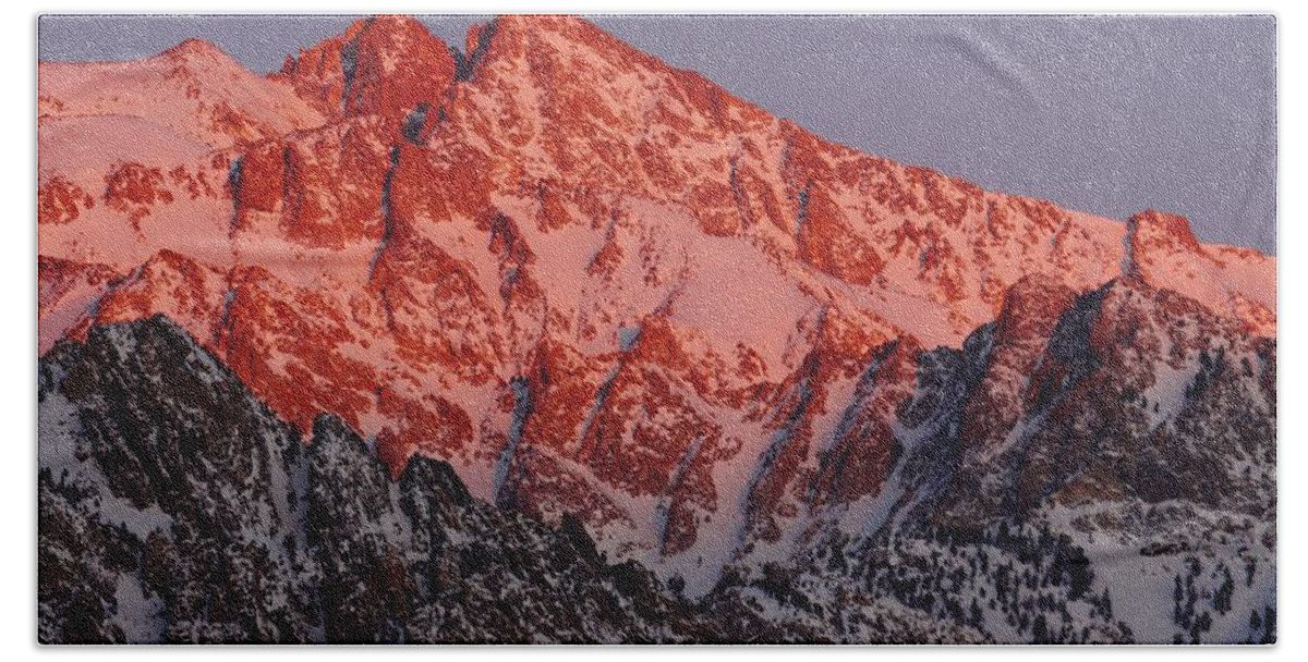 Mount Williamson Hand Towel featuring the photograph Mount Williamson Winter by Brett Harvey