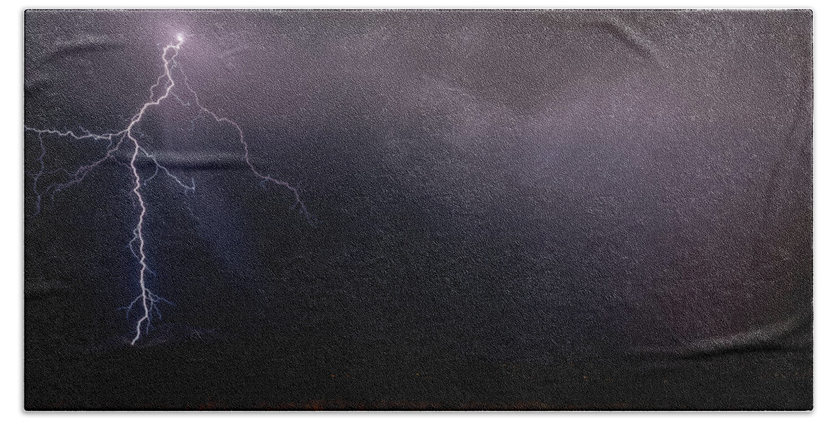 Lightning Bath Towel featuring the photograph Mountain Strike by Aaron Burrows