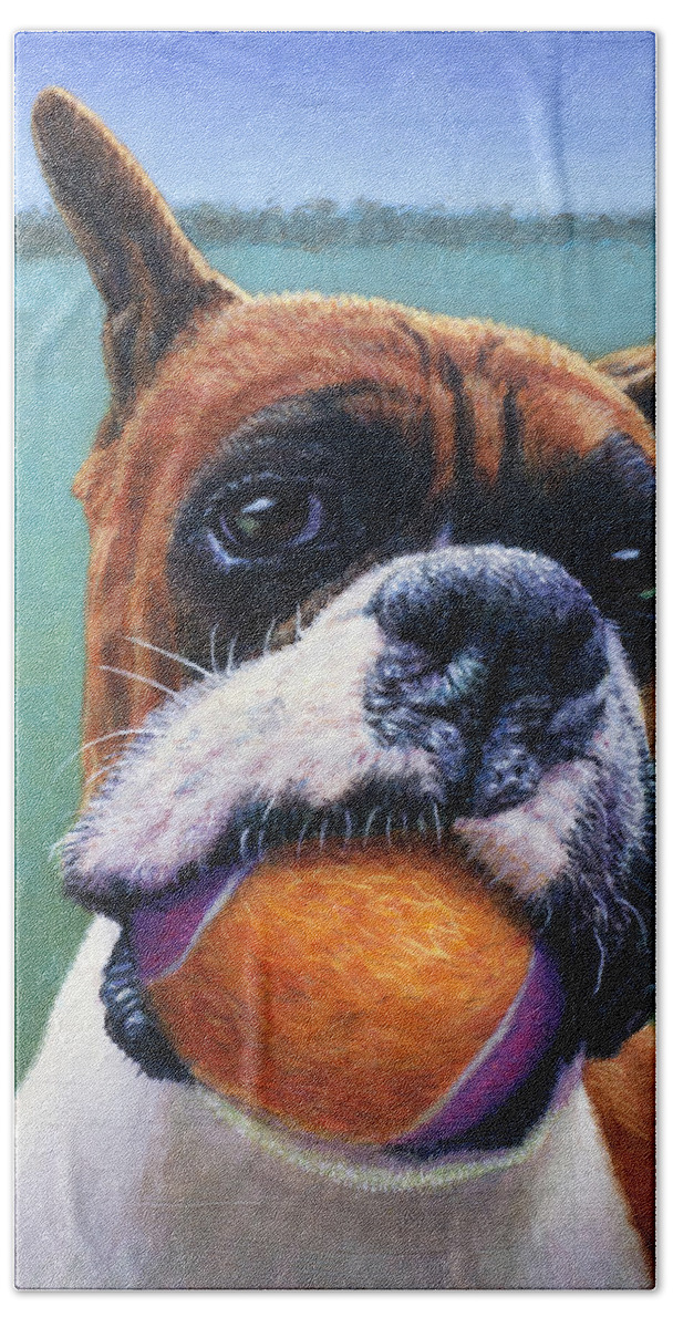 Boxer Hand Towel featuring the painting Mouthful by James W Johnson