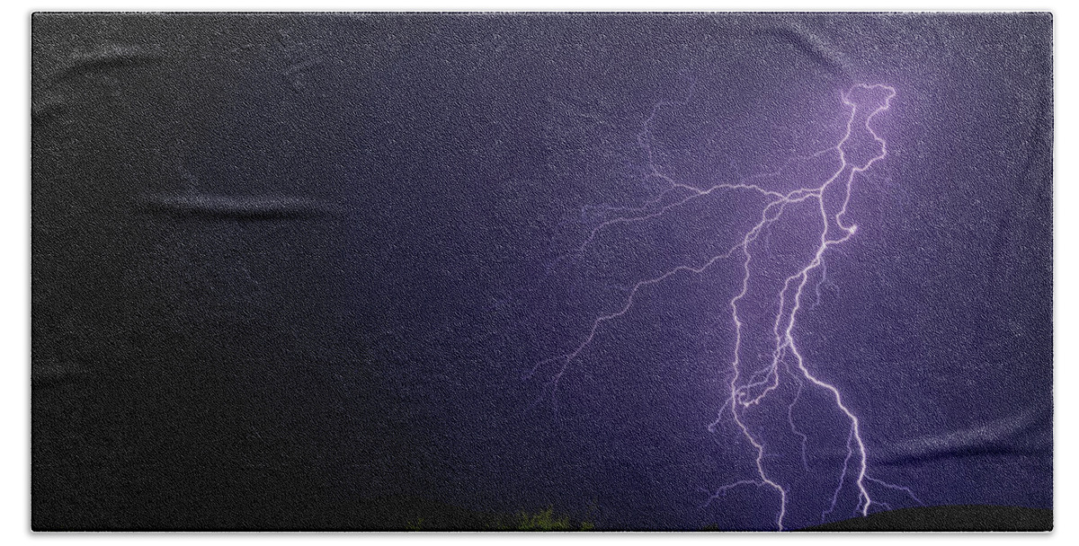 Lightning Hand Towel featuring the photograph Multi-Branched by Aaron Burrows