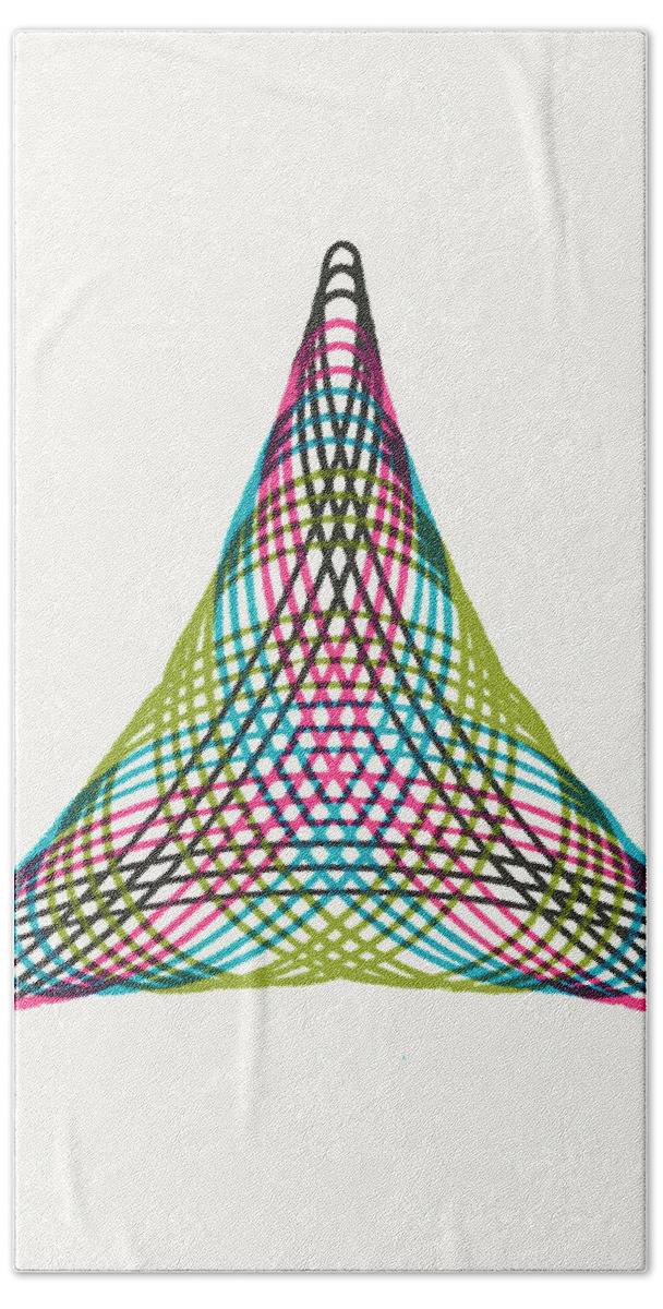 Accent Ornament Hand Towel featuring the drawing Multicolor Triangle Line Drawing by CSA Images