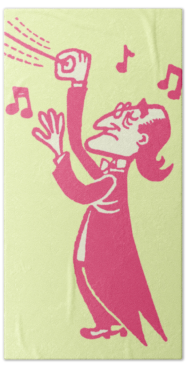 Baton Hand Towel featuring the drawing Music Conductor by CSA Images