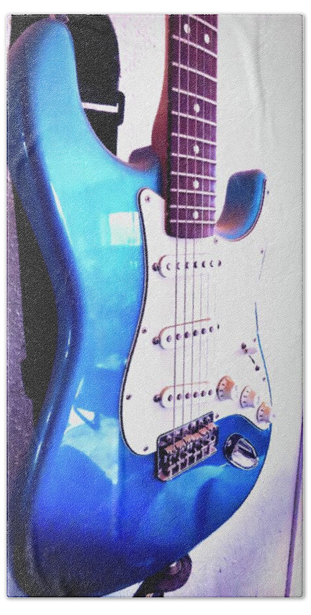 Arizona Hand Towel featuring the photograph My Blue Strat by Judy Kennedy