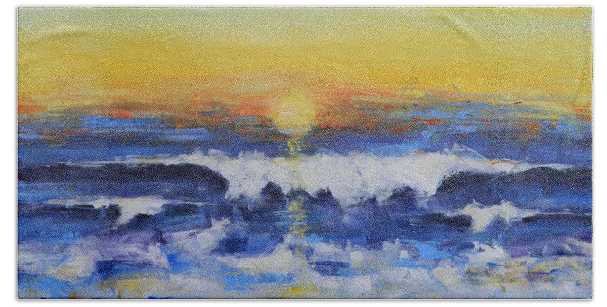 Ocean Hand Towel featuring the painting My Happy Place by Dan Campbell