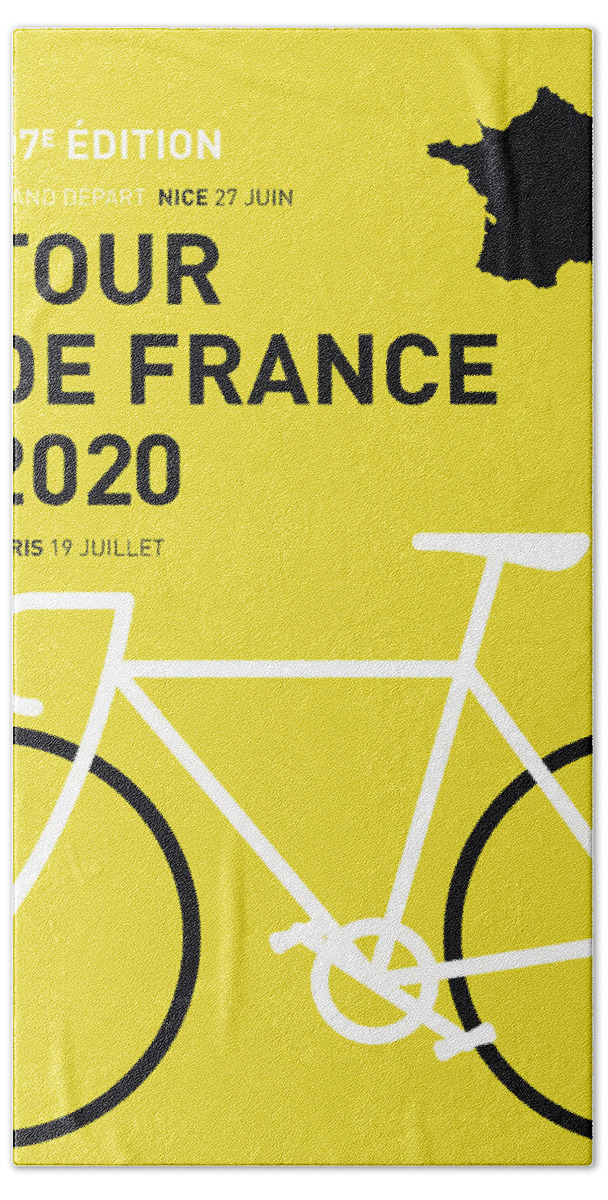 2020 Bath Sheet featuring the digital art My Tour De France Minimal Poster 2020 by Chungkong Art