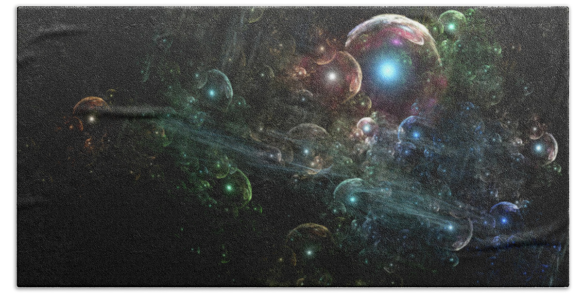 Fractals Bath Towel featuring the digital art Mystery Of The Orb Cluster by Rolando Burbon