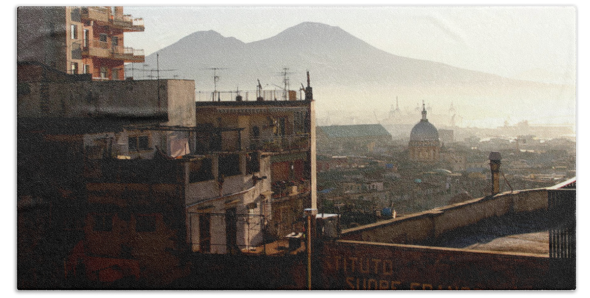 Naples Bath Towel featuring the photograph Naples Vista with Vesuvius by Jonathan Thompson