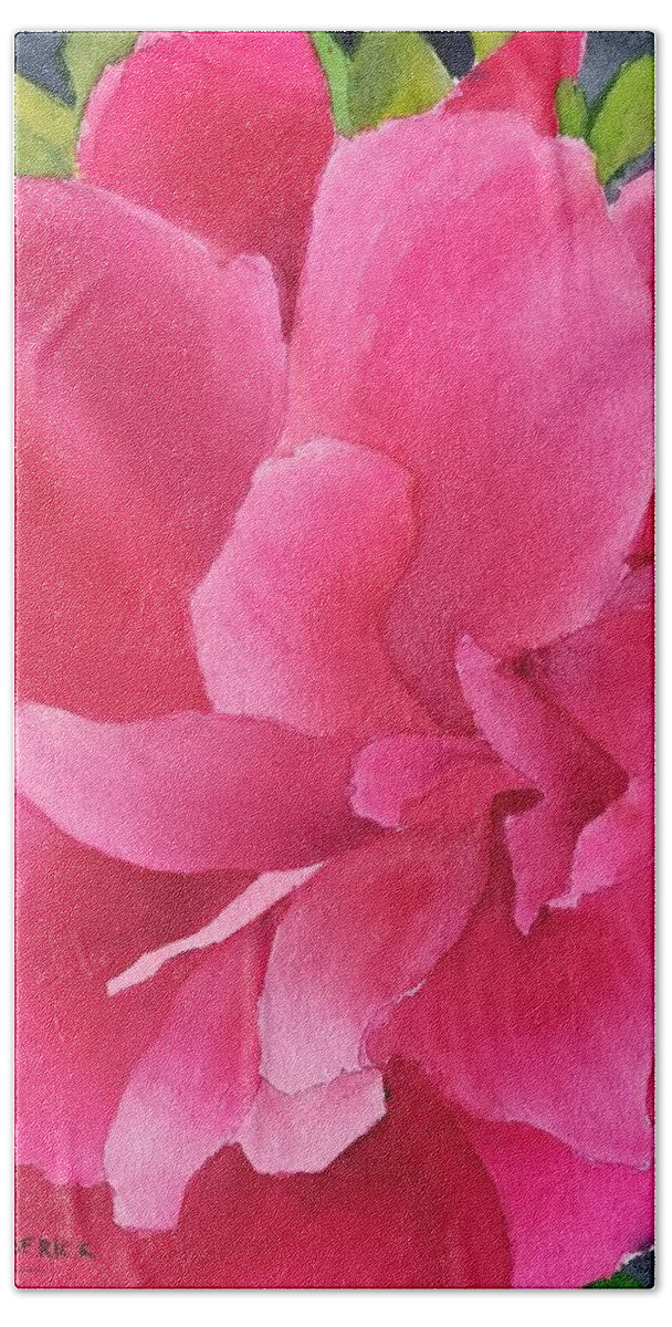 Peony Bath Towel featuring the painting Natalie's Peony by Ann Frederick
