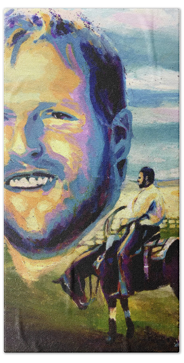 Portrait Hand Towel featuring the painting Nate by Steve Gamba