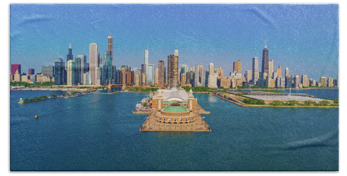Chicago Bath Towel featuring the photograph Navy Pier Chicago, IL by Bobby K
