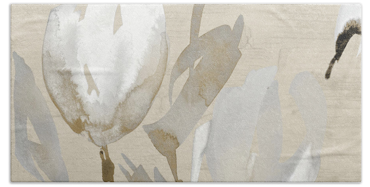 Neutral Hand Towel featuring the painting Neutral Tulips I by Lanie Loreth