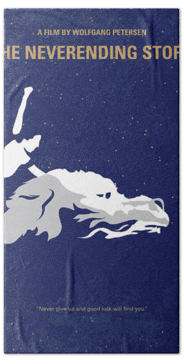 The Neverending Story Hand Towel featuring the digital art No975 My The NeverEnding Story minimal movie poster by Chungkong Art