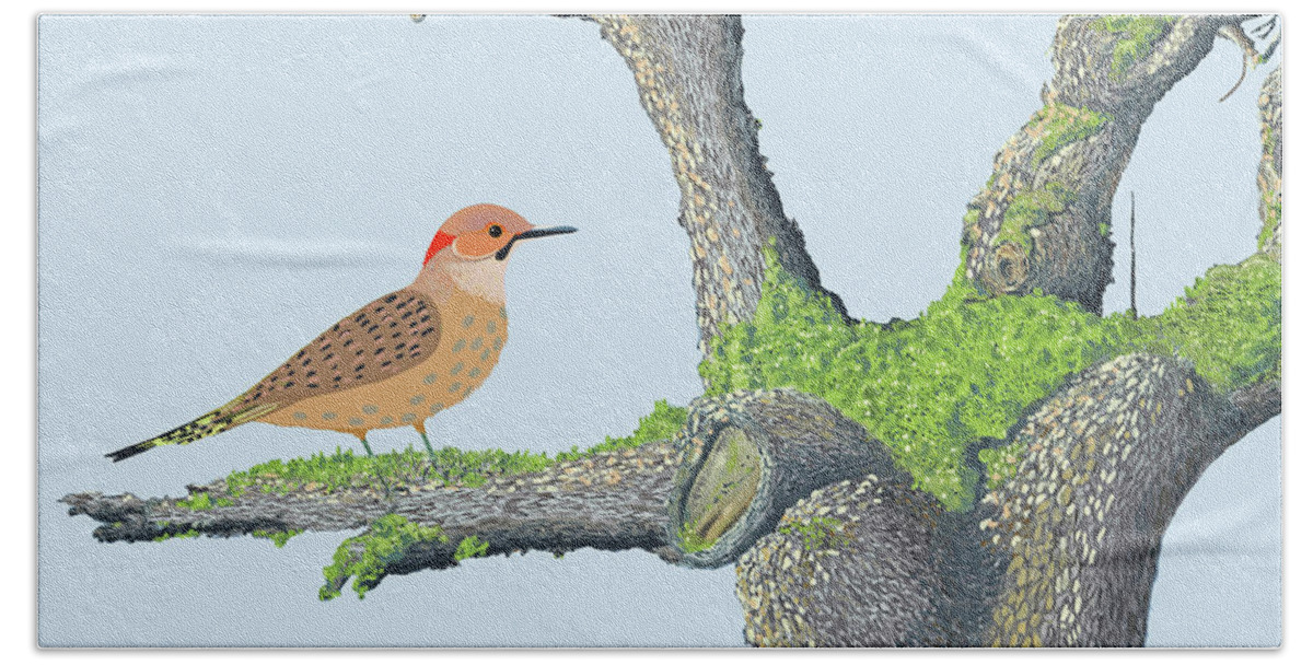  Bath Towel featuring the digital art Northern flicker by Gary Giacomelli