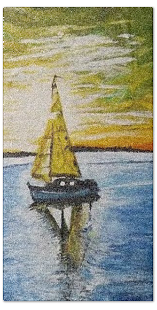Acrylic Painting Bath Towel featuring the painting Ocean Voyage by Denise Morgan